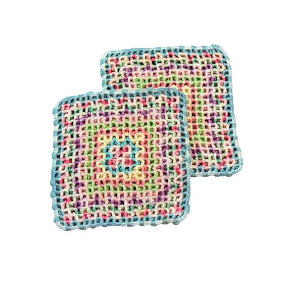 Handmade Other - 2 Retro Vintage Hand Made Potholders Hot Pads Pastels
